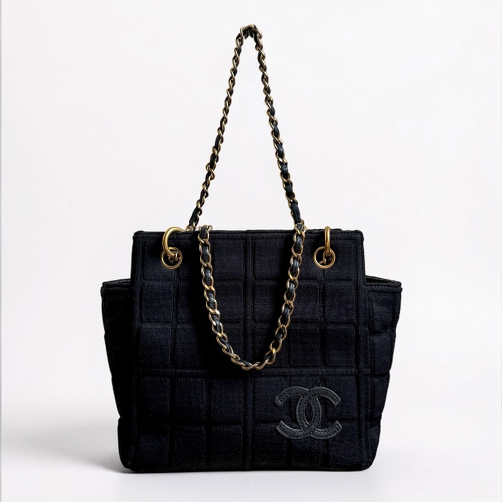 Chanel Black Quilted Chocobar Tote Bag